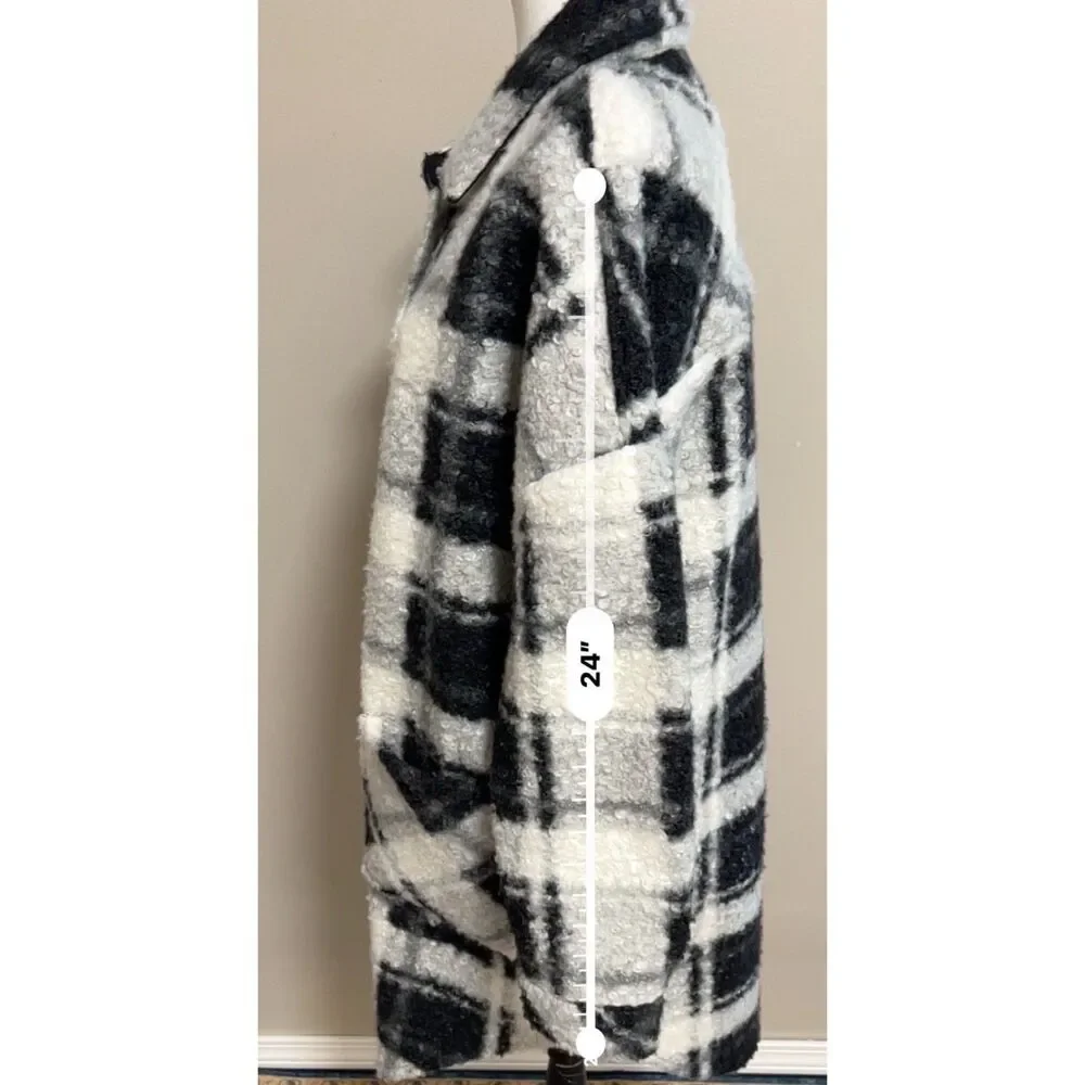 RD Style Black and White Checked Boucle Shacket. Size M.